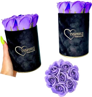 Immagine prodotto di Fioriera Inspiruj - Scatola nera con rose di sapone - N. 5 Viola