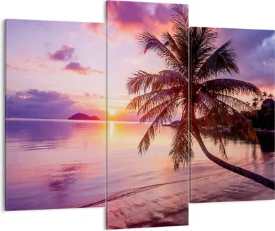 Produktbild von Bild auf Leinwand - Leinwandbild - Strand Meer Palme - 130x100cm - Wand Bild - Wanddeko - Leinwanddruck - Bilder - Kunstdruck - Wanddekoration - Leinwand bilder - Wandkunst - CB130x100-3912