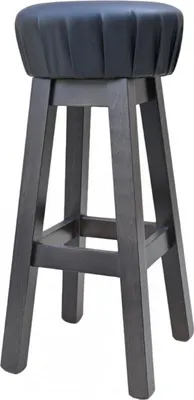 Produktbild von Casa Padrino Landhausstil Barhocker Schwarz / Dunkelbraun H. 80 cm - Gepolsteter Massivholz Barstuhl