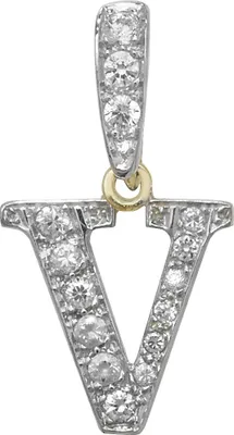 Produktbild von Atemberaubender 9 Karat (375) Gold Buchstaben / Initiale Damen - Anhänger mit Zirkonia; TRS35337LTV