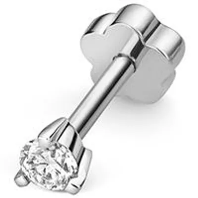 Produktbild von Funkelndes Feuer 18 Karat (750) Weißgold Damen - Diamant Einzel Knorpel Ohrstecker Brillant-Schliff 0.07 Karat H - SI2; TRS3473018KW