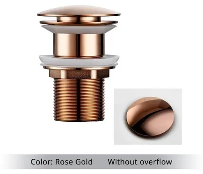 Produktbild von Bad Waschbecken - Pop-up Ablaufgarnitur - Mit Überlauf - Rundes Messing - Für Aufsatzwaschbecken - Roségold
