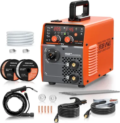Imagen del producto de Estación de soldadura 4 en 1, modelo 145A, con alambre de soldadura incluido y pantalla digital, apta para acero al carbono y hierro
