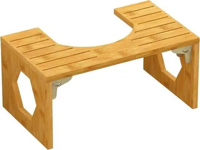 Imagen del producto de Unyqoos® Taburete de bambú plegable para el inodoro, 20 cm – Escalón de baño plegable, sin necesidad de montaje, con superficie antideslizante, color natural, fácil de limpiar, estable para adultos y niños