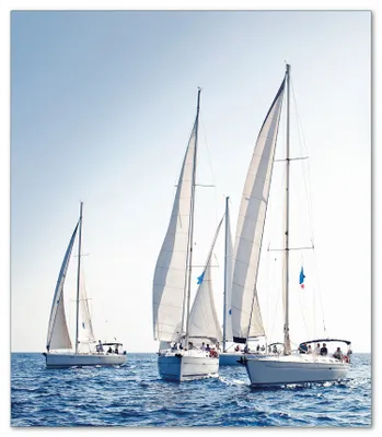 Produktbild von Wallario Herdabdeckplatte aus Glas, Größe 52 x 60 cm 1-teilig, Motiv Segelschiff auf dem Meer