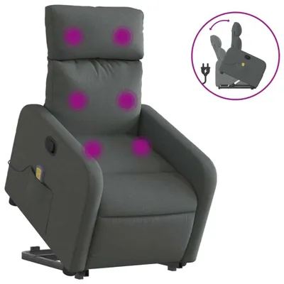 Image de vidaXL Fauteuil de massage avec releveur Tissu gris foncé