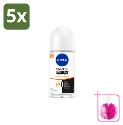 Produktbild von 5 x NIVEA Deodorant Roller Black & White Ultimate Impact 50 ml - Sparpackung - 5 Stücke