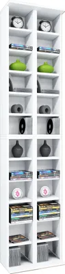 Zdjęcie produktu dla Wood CD Stand Shelf | Półka CD z miejscem na 408 płyt CD lub 144 DVD lub 80 filmów wideo | Wymiary: H. 183 x W. 42 x D. 20 cm | Elegancka półka CD/DVD | Blu ray Regal – Almera