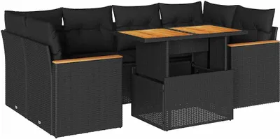 Produktbild von vidaXL 6-tlg. Garten-Sofagarnitur mit Kissen Schwarz Poly Rattan