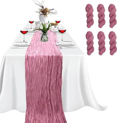 Obrázek produktu pro 6 balení 90x300cm Cheesecloth Table Runner pro dětské přeháňky, svatby, Velikonoce, strany, stoly, židle, dekorace, Boho Gaze Cheesecloth Table Runner, rustikální průhledný běžec (Rose)