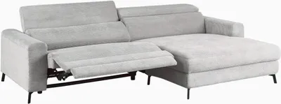 Produktbild von KAWOLA Sofa LAISKA Ecksofa Relaxfunktion teilmotorisch Cord hellgrau Longchair rechts