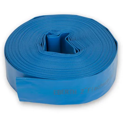 Image de EBERTH 2" Tuyau plat de jardin pour pompes en longueur de 30m, 2 pouces, diamètre 52mm, flexible, PVC résistant, tuyau industriel
