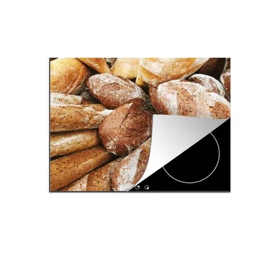 Produktbild von KitchenYeah© Herdabdeckplatte Frisch gebackene Brote , 75x52cm, Küche Deko, Glaskeramikkochfeld Herdabdeckung, Abdeckplatte fùr Kochfeld