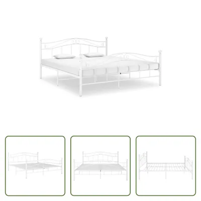 Produktbild von The Living Store Bett Weiß Metall 180x200 cm
