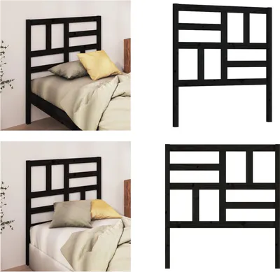 Produktbild von vidaXL Bett Kopfteil Schwarz 81x4x104 cm Massivholz Kiefer - Bettkopfteil - Bettkopfteile - Kopfteil - Holzkopfteil