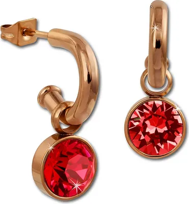 Image de Amello Boucles d'oreilles en acier inoxydable Boucles d'oreilles rouges scintillantes zirconias or rose ESOS51R
