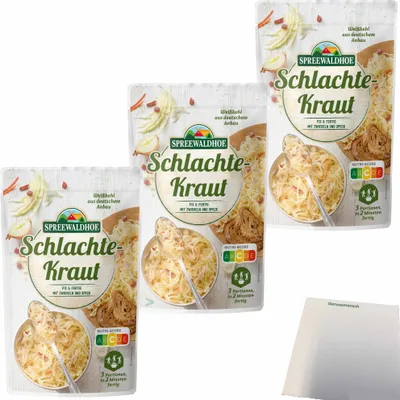 Produktbild von Spreewaldhof Schlachtekraut Fix und Fertig mit Zwiebeln und Speck 3er Pack (3x400g Packung) + usy Block