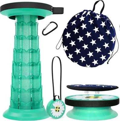 Immagine prodotto di Sedia pieghevole, portatile e telescopica con cuscino - Portata 150 kg, altezza regolabile e design antiscivolo