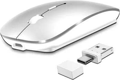 Produktbild von Kabellose Maus Bluetooth 5.2/3.0 & 2.4GHz USB/USB-C Empfänger – Wiederaufladbar, Leise, 800mAh Akku, 3 Modi, DPI 800–1600, für Laptop, Tablet & PC