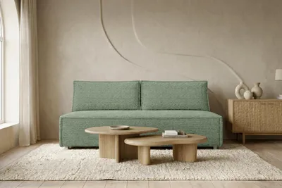 Zdjęcie produktu dla Sofa DUO z funkcją spania i przechowywania, tkanina Poso, Jasnozielony