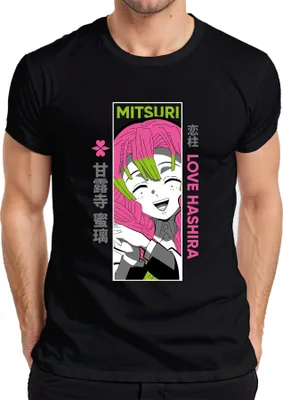 Produktbild von Mitsuri Love Hashira Demon Slayer Anime Geschenk Otaku kawaii Herren T-Shirt, Schwarz, S