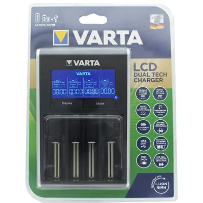Immagine prodotto di Caricabatterie Varta Dual Tech per batterie ricaricabili Li-Ion e NiMH AA, AAA