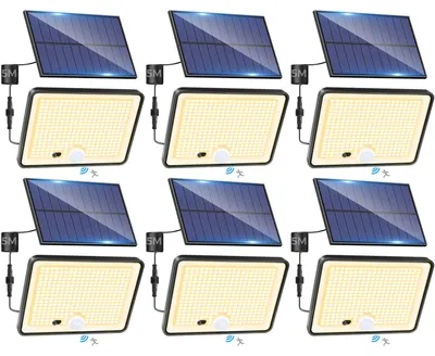 6 Solarleuchten Außen mit Bewegungsmelder & Fernbedienung, warmweiß