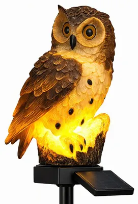 Immagine prodotto di LumaOwl™ Solar LED gufo lampada da giardino illuminazione esterna decorativa resistente alle intemperie: marrone