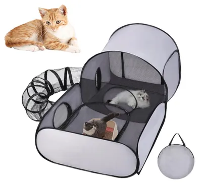 Productafbeelding van Opvouwbare Kattenbox met Tunnel en Interactief Speelgoed