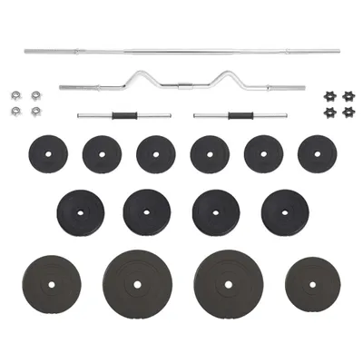 Image de vidaXL Haltère long et haltère court avec poids 60 kg