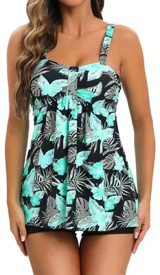 Produktbild von VILOREE Damen Tankini Set Figuroptimizer Zweiteilig Blumen Bademode Mit Hotpants