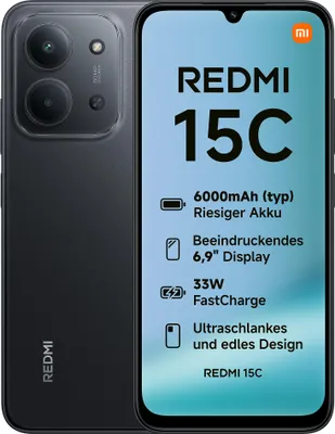 Zdjęcie produktu dla Xiaomi Redmi 15C, 17,5 cm (6,9"), 1660 x 720 pikseli, 4 GB, 128 GB, 50 MP, czarny