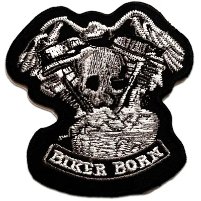 Obrázok produktu pre Biker Born - nášivka, nažehľovacia nášivka, nášivka, nášivky, na nažehlenie, veľkosť: 7,7 x 8 cm