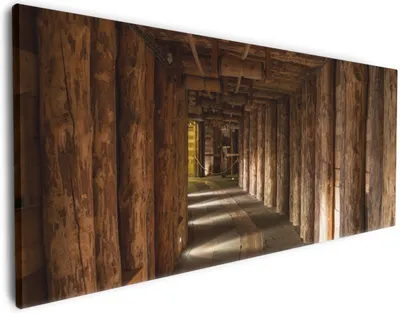 Produktbild von Wallario Premium Leinwandbild Alter Tunnel in einer Salzmine in Polen in Größe 80 x 200 cm