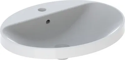 Obrázok produktu pre Geberit VariForm oválne vstavané umývadlo, 600 x 480 mm, s otvorom na batériu, s prepadom biela