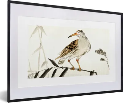 Produktbild von MuchoWow® Gerahmtes Poster Vogel - Baum - Blätter - Vintage - Japendi 60x40 cm - Poster mit Schwarzem Bilderrahmen Wandposter Rahmen Foto Bilder - Schlafzimmer - Plakat in Rahmen - Drucken