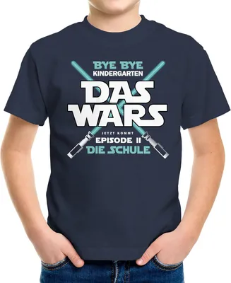 Produktbild von Kinder T-Shirt Jungen Bye Bye Kindergarten Das Wars jetzt kommt Episode 2 Geschenk zur Einschulung Schulanfang Moonworks® navy 122-128 (7-8 Jahre)