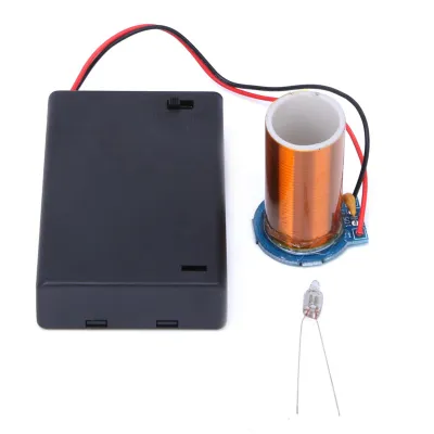Image de Mini-bobine Tesla, alimentée par batterie, déclenchement à distance sans arc électrique, kit électronique Tesla, produit fini