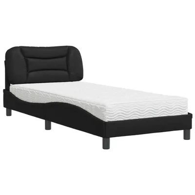 Produktbild von Bett mit Matratze "Hvar" Schwarz 80x200 cm Kunstleder