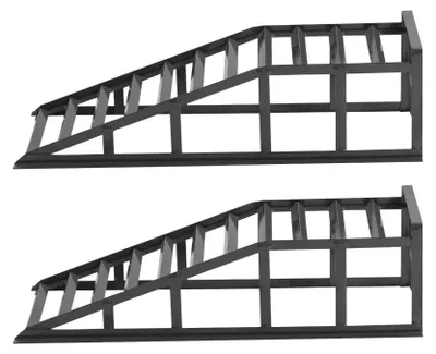 Produktbild von Hydraulische Hebebühne für Autos - Auffahrrampe für Wartung und Ölwechsel - 2000 kg - 23° Auffahrwinkel - Höhenverstellbar 27,5 cm - 2 Stück - Schwarz