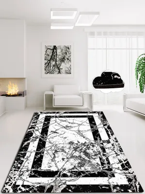 Produktbild von Conceptum Hypnose, Marmor- Marmor 80X200 CHL, Schwarz, Teppichläufer, 80 x 200 cm, 50% Samtgewebe / 50% Polyester