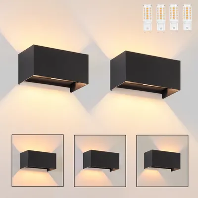Produktbild von ZMH LED Wandleuchte 2ER Aussen Wandlampe Schwarz Up und Down Außenlampe IP65 Wasserdicht Warmweiß G9 Einstellbar Lichtstrahl Wandstrahler für Wohnzimmer Garten Terrasse Flur