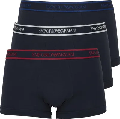 Produktbild von EMPORIO ARMANI 3P Herren Boxershorts Trunk Farbwahl Logo Rot Weiß Blau S