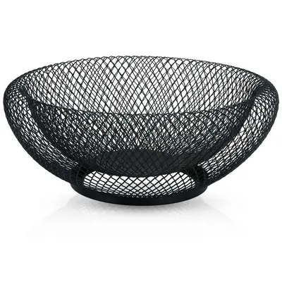Produktbild von Intirilife Obstkorb aus Metall in Schwarz - Modische runde Obstschale Dekoschale doppelwandig für Obst, Gemüse u.v.m.