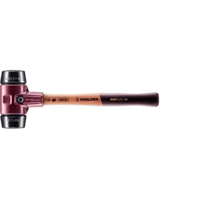 Produktbild von Halder Schonhammer Durchmesser 60mm 1600g Simplex Gummi / schwarz mit Holzstiel - 3002060
