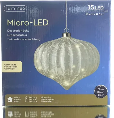 Produktbild von Lumineo Micro-LED Leuchte in Zwiebelform Weiß für den Innenbereich Ø 20 cm 15 Lichter - warmweiß