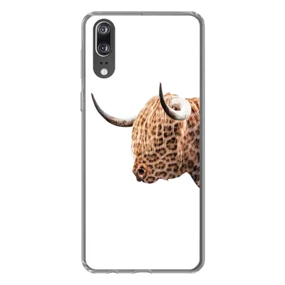 Produktbild von MuchoWow® Handyhülle Schutzhülle Hülle für Huawei P20 Schottischer Highlander - Panther - Weiß Silikon Softcase Handy Hülle - Hardcover