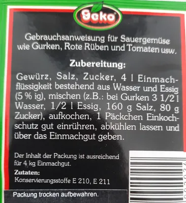 Produktbild von Geko Einkochschutz für Sauergemüse wie Gurken, Rote Rüben und Tomaten 5 x 7g