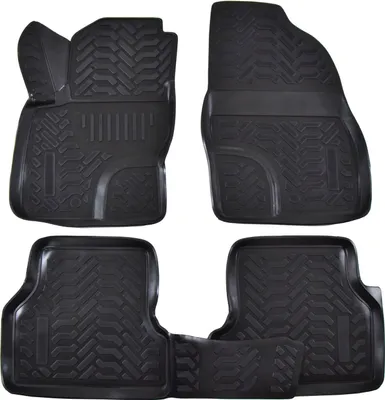 Produktbild von J&J AUTOMOTIVE | 3D Automatten Gummi Matten Gummifußmatten TPE Passend Für Ford Focus 2 2004-2010, Schwarz, Anti-Rutsch, Allwettermatten, Passgenaue, Hohes Rand