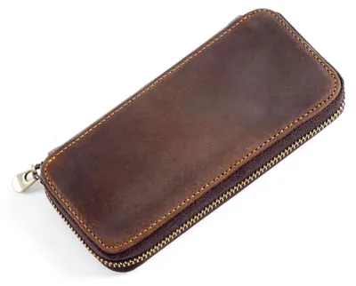Obrázek produktu pro Kožené pouzdro na psací potřeby, vintage obal na pera, retro pouzdro na pera, obal na psací potřeby, praktické pouzdro s klipem na papíry a 3 poutky pro školní a kancelářské potřeby, rozměry 16,5 x 8 cm